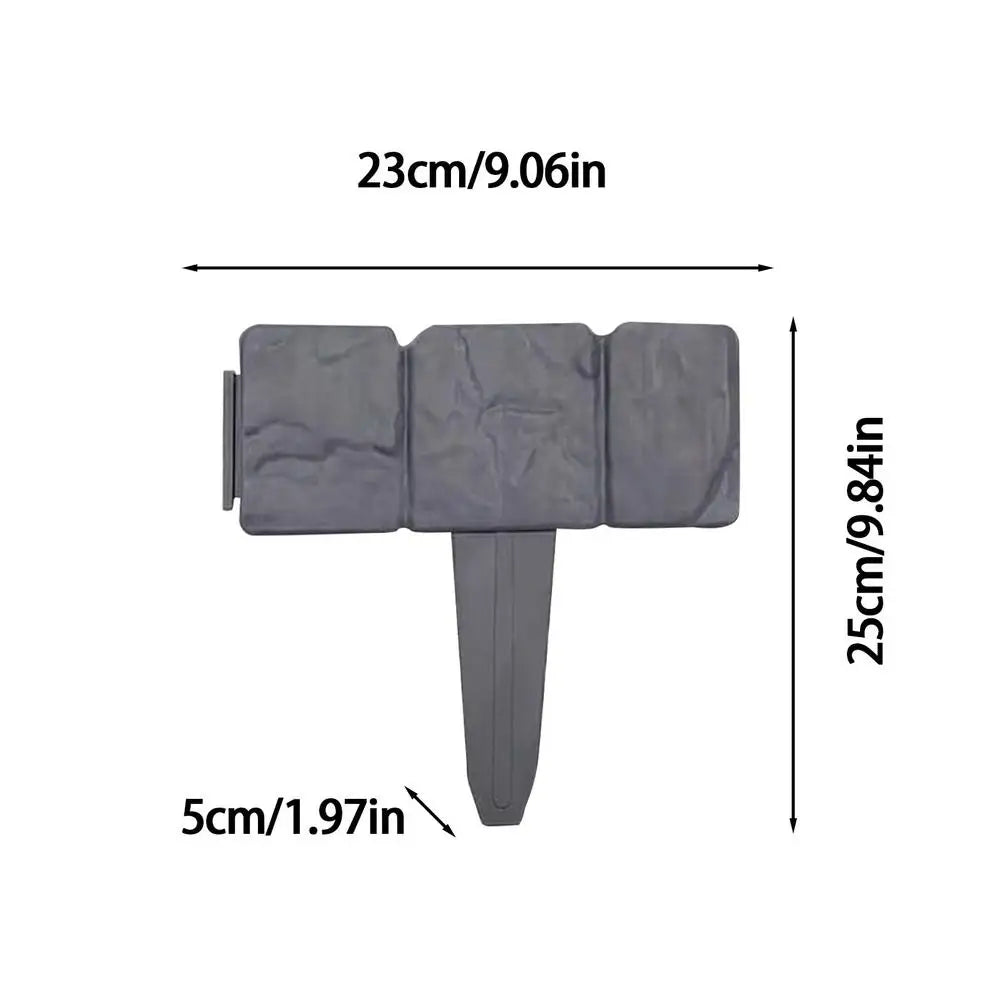 1PC Plastic Garden Edging Border Imitation Stone Fence Panels Patio Outdoor Barrier DIY Lawn Yard Landscape Plant Fence Decor Oasis Select 1PC