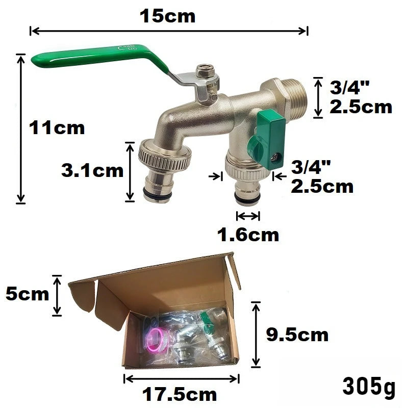 One in And Two Out Dual Nipple Faucet with 3/4 Gardening Zinc Alloy Faucet Oasis Select
