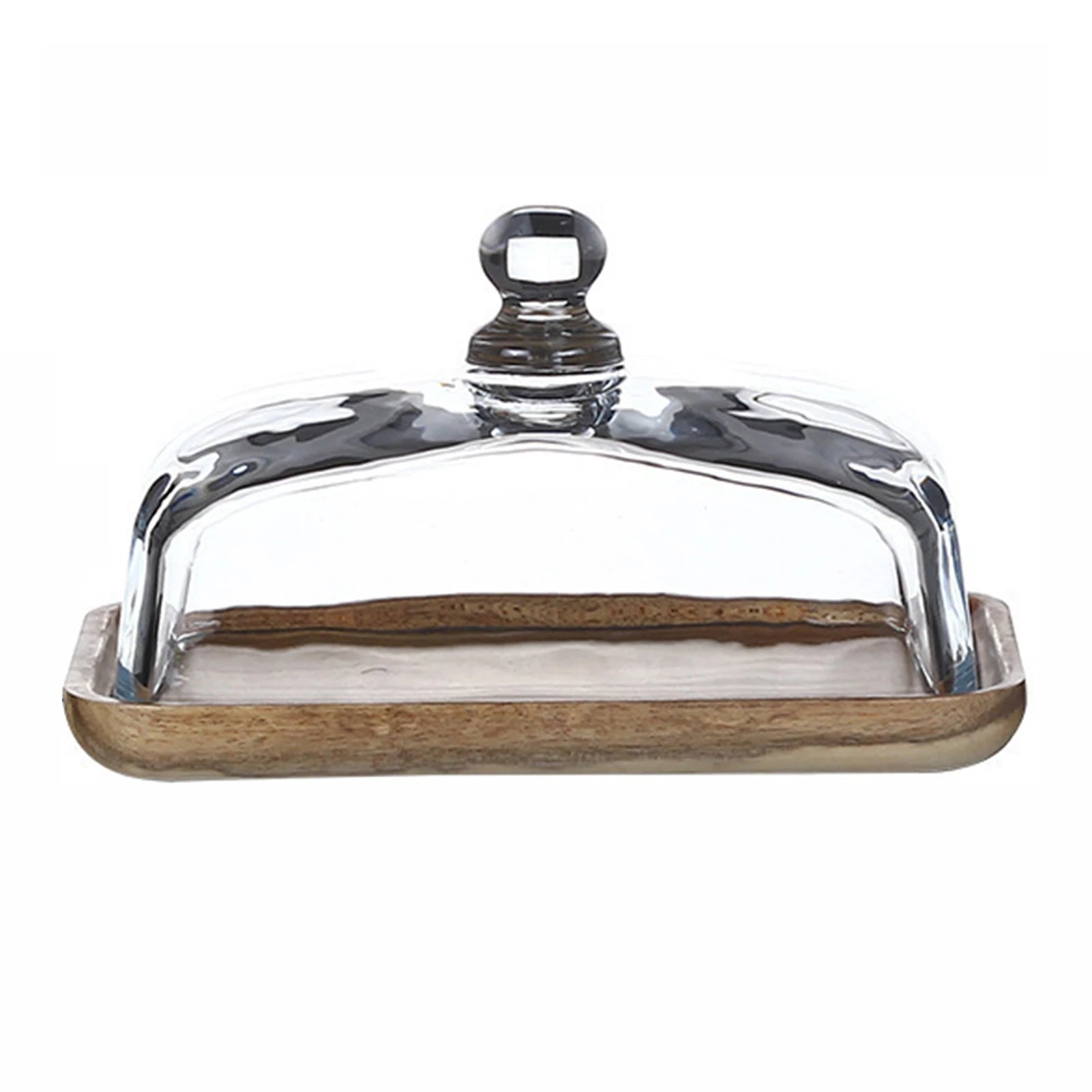 Bamboo Cake Stand with Transparent Lid | Large Dessert Tray