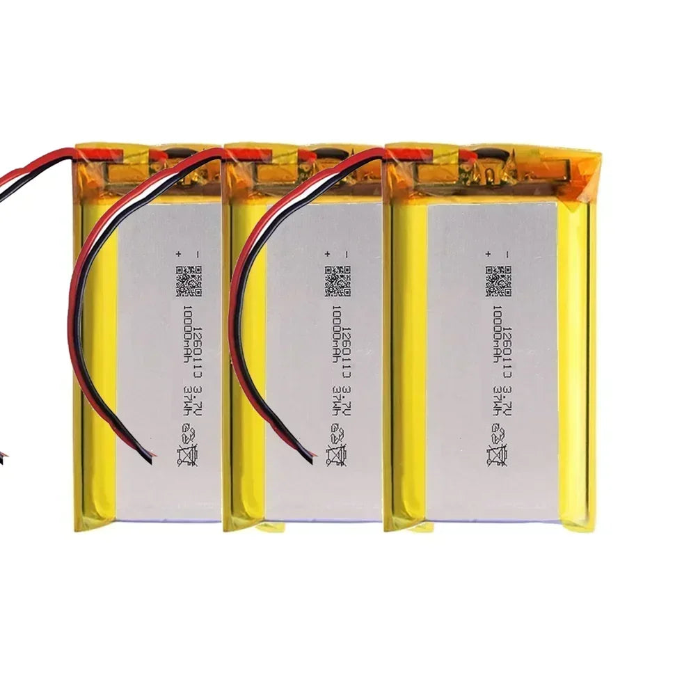 Rechargeable Batteries 3.7V 10000mAh 1260110 Li-polymer Battery Lithium Polymer for Toy Power Bank GPS Laptop Camping Lights Diy Oasis Select 3Battery