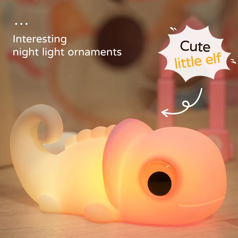 LED Chameleon Night Light Touch-Control Silicone Bedside Lamp Dimmable Rechargeable Room Decor Lamp Baby Sleep Night Light Oasis Select