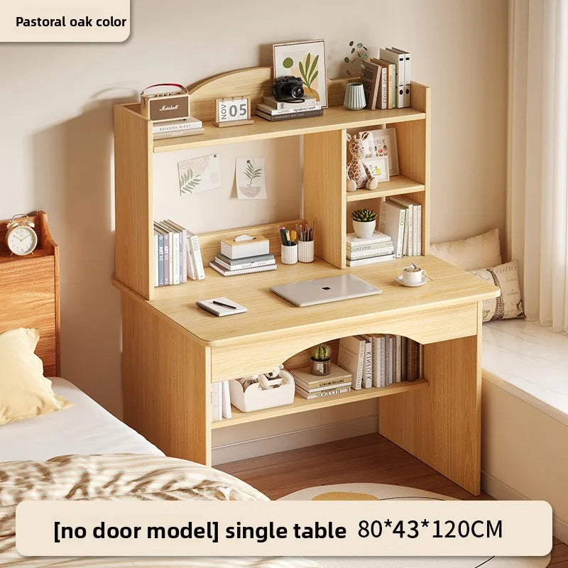 Home Desk Bookcase Integrated Simple Desktop Study Table Bedroom Dresser Locker Computer Desk Oasis Select Oak 80CM