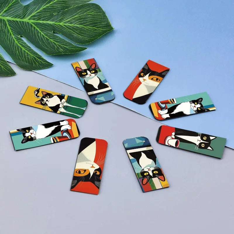 5pcs Cartoon Cat Magnetic Bookmarks Set Colorful Artistic Page Markers for Book Lovers Students & Reading Enthusiasts Oasis Select