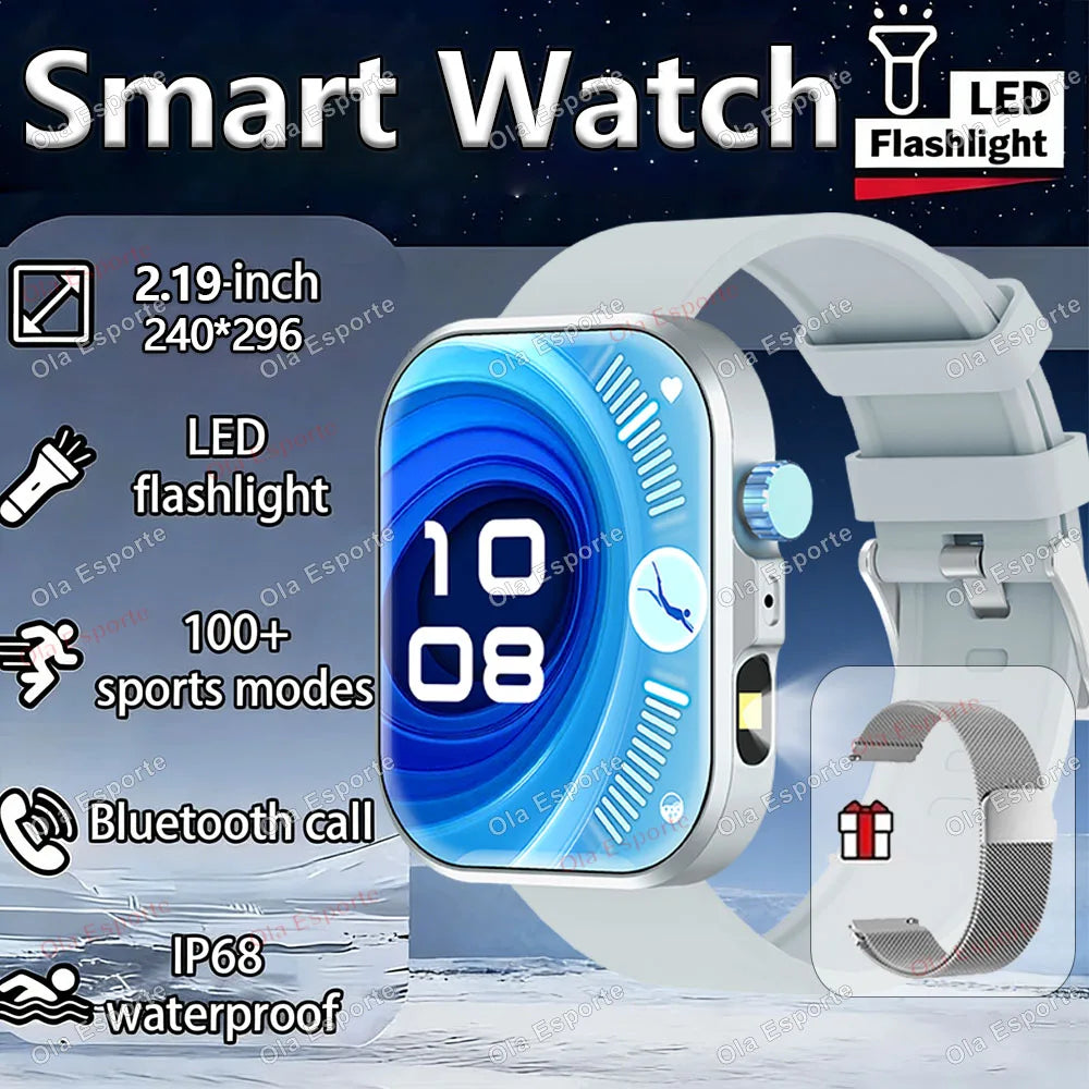 Ola Esporte LED Flashlight Smartwatch 2.01" Bluetooth Fitness