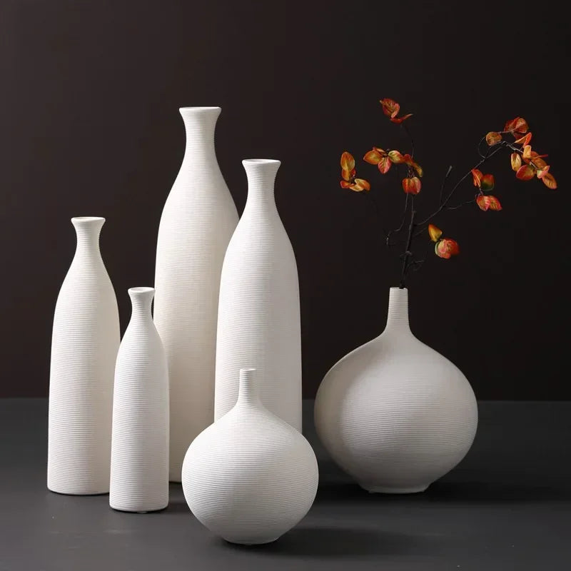 Modern simple white ceramic vase decoration flower arrangement living room TV cabinet home decoration flower device Oasis Select