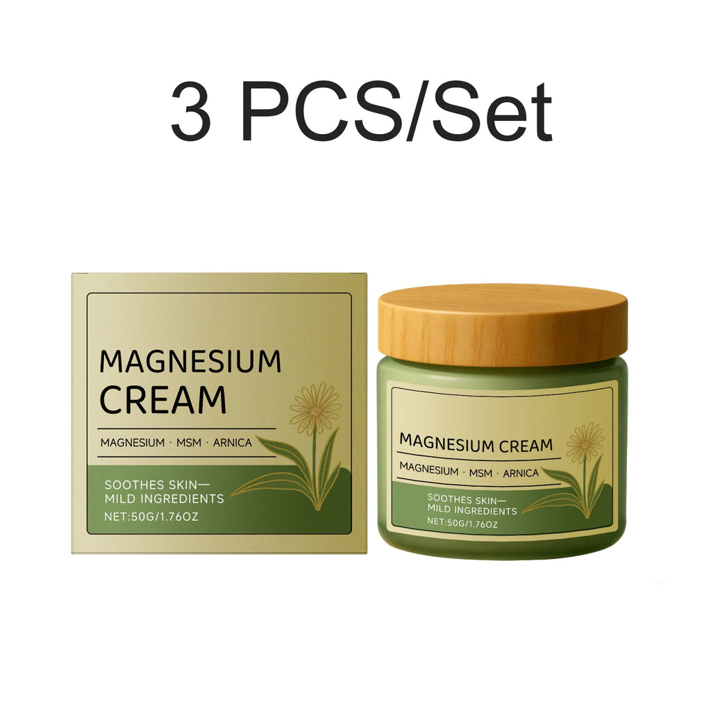 50g Relief Soothing Magnesium Soothing Body Cream Non-Greasy Knees Muscles External Massage Care MSM Arnica Mild Daily Care Oasis Select A 3 PCS