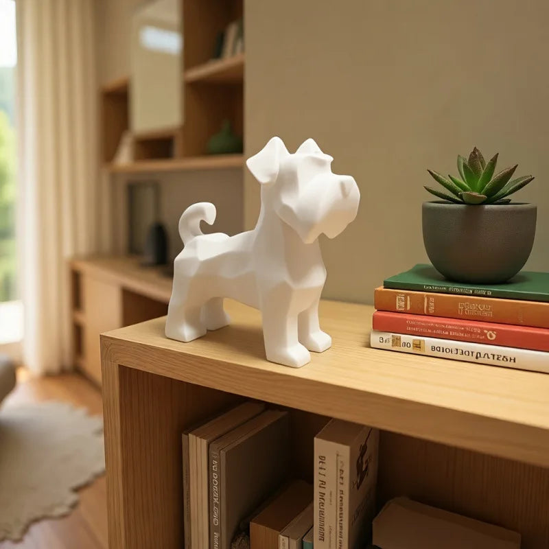 Schnauzer Dogs Figurines Resin Dogs Statue Minimalist desktop Ornaments Home Decoration for Living Room Bedroom Office Pets Gift Oasis Select