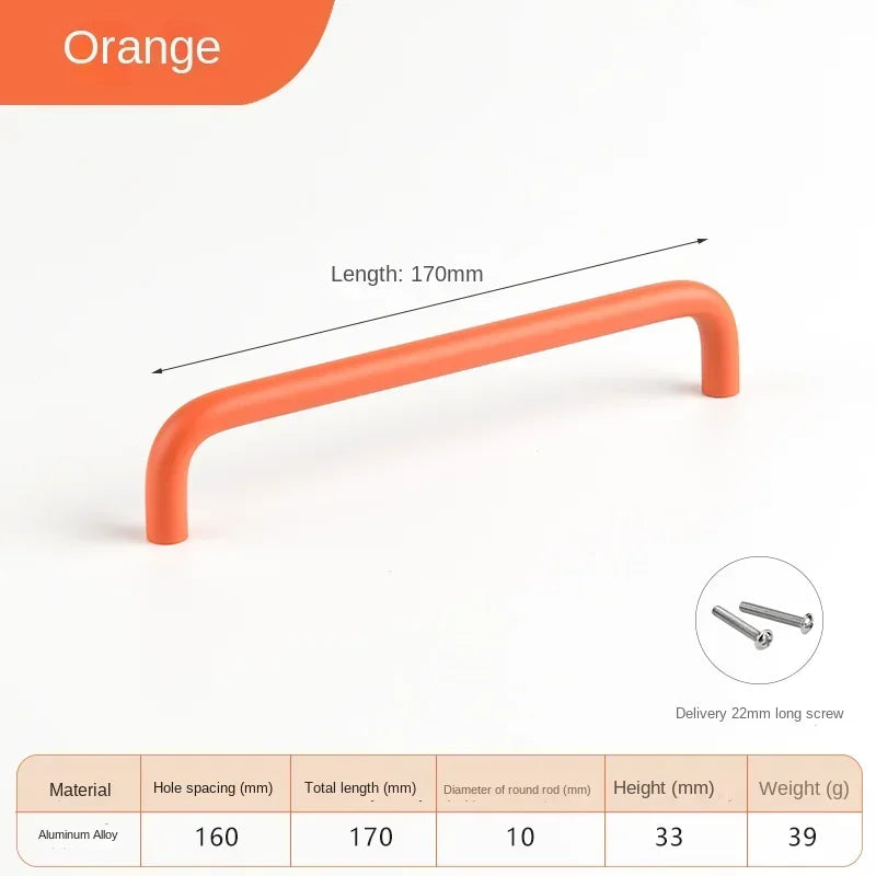 Colorful Kitchen Cabinet Handles 128mm Knobs and Handles for Drawer Cupboard Children's Room Closet Pull Furniture Handle Oasis Select Orange 160mm 1pc
