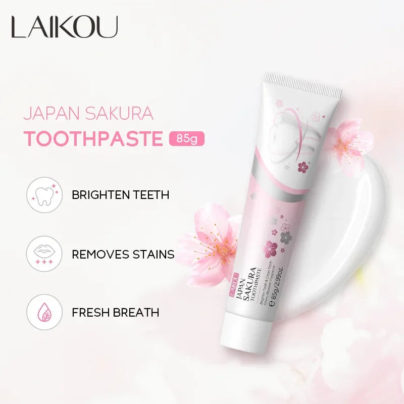 Laikou Sakura or VC Whitening Toothpaste Stains Removing Prevent Bad Breath Oral Cleaning Refreshing Reduces Plaque Dentifrice Oasis Select