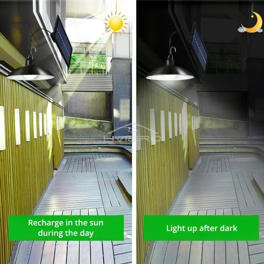 Solar Outdoor Chandelier LED Retro Pendant Light | Remote Control