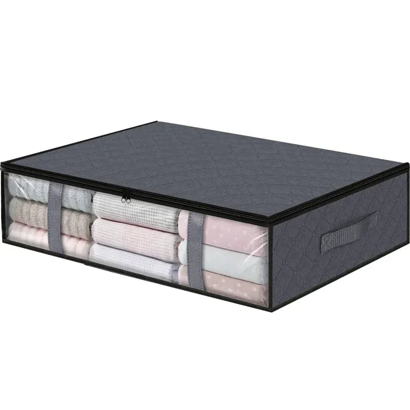 Under bed Storage Bag For Portable Foldable Quilt Bags Wardrobe Clothes Organizer Storage Box Dustproof Organizer Large Capacity Oasis Select 60x45x15cm grey
