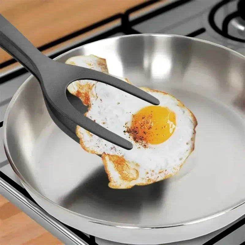 2 in 1 Shovel Clip Silicone Grip Flip Tongs Egg Steak Spatula Tongs Clamp Pancake Fried Turners Cooking Tool Kitchen Accessories Oasis Select