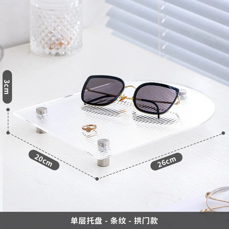 Acrylic Decorative Tray Organizer | Desk, Vanity & Shelf Display