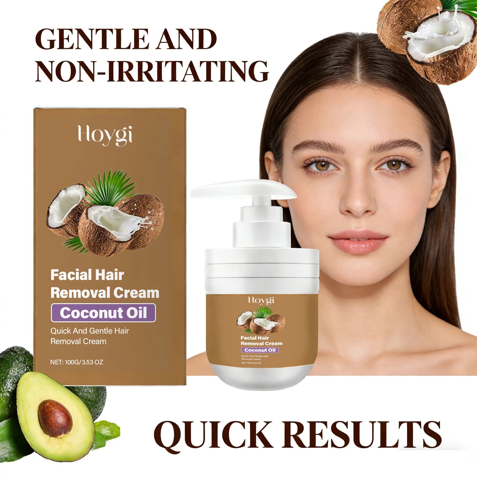 Coconut Oil Hair Removal Cream Face Armpit Leg Arm Beard Fast Hair Remover Painless Nourishing Smooth Skin Hair Growth Inhibitor Oasis Select