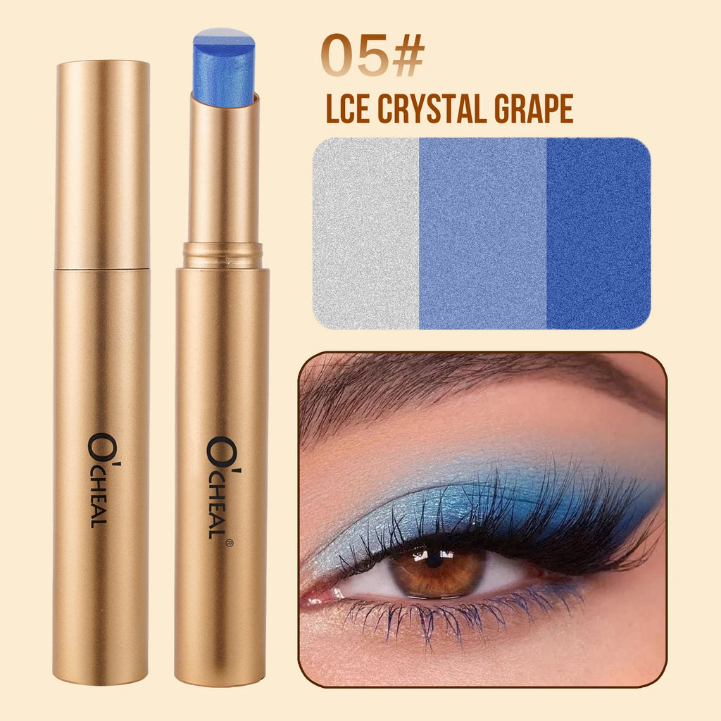 O'CHEAL Three Color Eye Shadow Stick Gradient Delicate Shiny Waterproof Glitter Eye Shadow Waterproof Long-Lasting Eye Cosmetics Oasis Select 05 3.5g