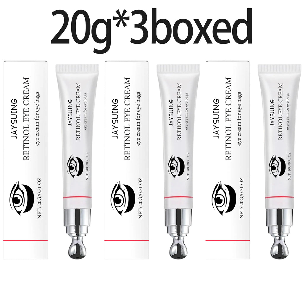 Jaysuing Retinol Roller Eye Cream Reduce Eyes Puffiness Moisturizing Care Cream Brightening Firming Lifting Under the Eyes Cream Oasis Select 20g X 3boxed