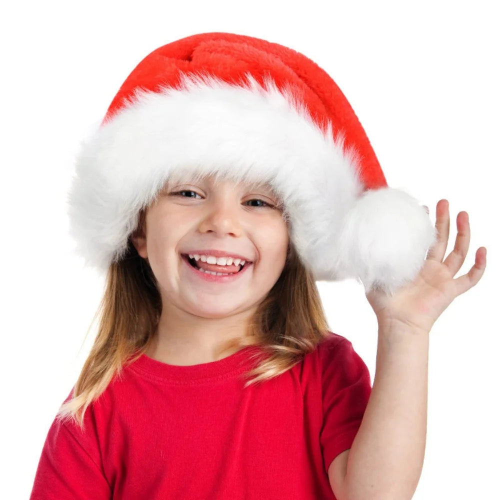Red Fluffy Christmas Santa Hat Adult Kid Santa Hat Ornaments Xmas Home Birthday Party Near Year Festive Baby Shower Holiday Gift Oasis Select