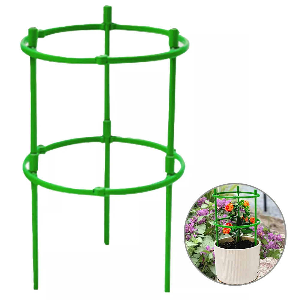 Garden Tomato Cage Plant Support Trellis For Potted Plants, Adjustable ABS Stake For Climbing Vines, Green Oasis Select
