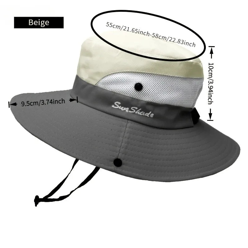 Women's Dual-Tone Sun Hat with Ponytail Hole - Breathable Mesh Waterproof Wide Brim for Beach & Fishing for Spring, Summer Oasis Select