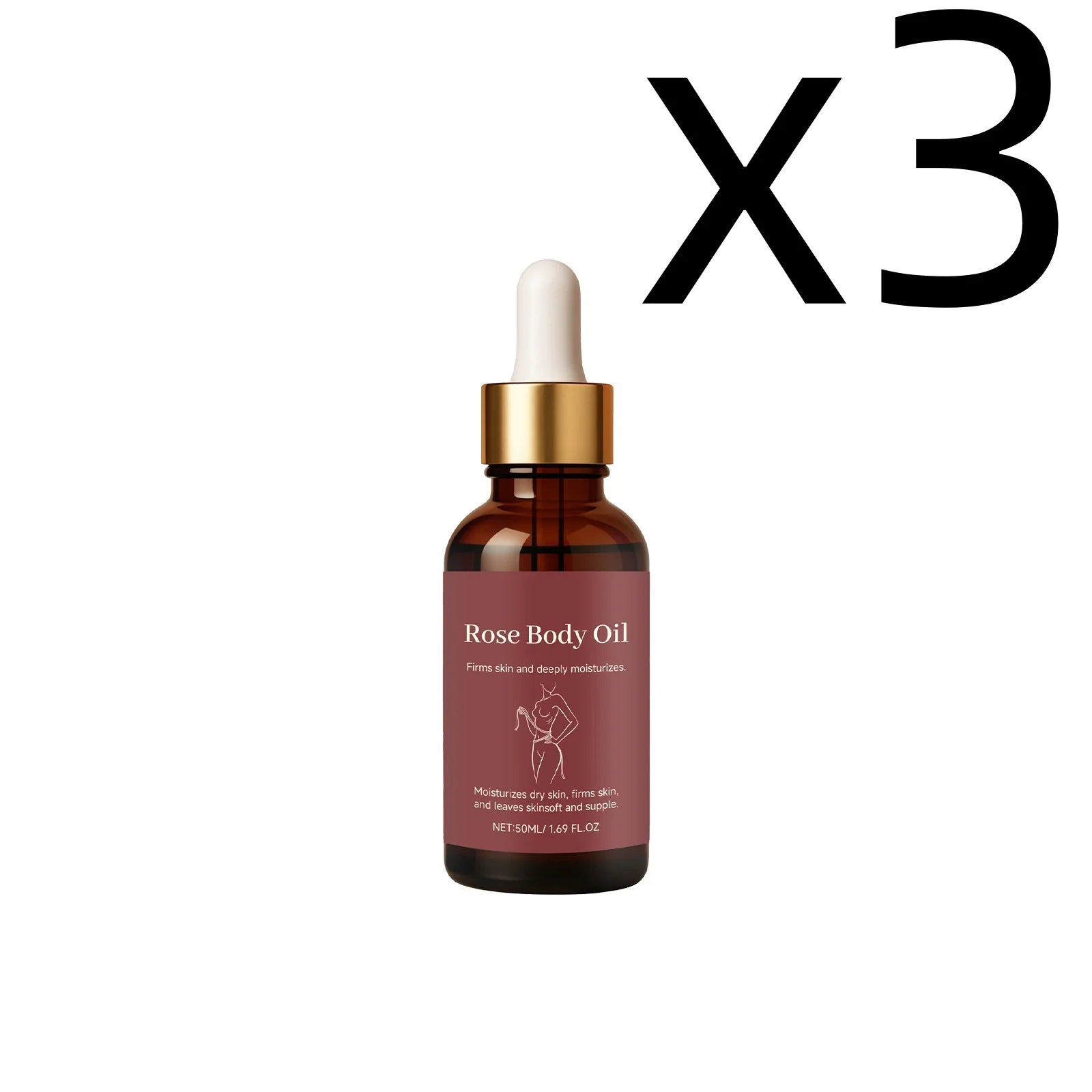 Rose Body Essential Oil Smoothing Skins Improving Skin State Deeply Nourishing Lasting Moisturizing Flower Fragrance Body Serum Oasis Select 50ml X 3PCS