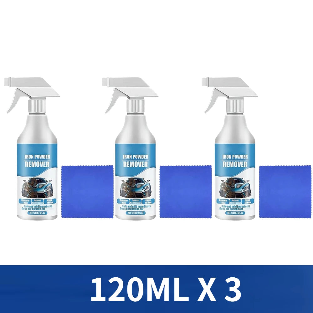 Car Metal Rust Removal Spray, Paint & Wheel Iron Powder Remover, Anti-rust Anti-oxidation Auto Detailing Maintenance Protection Oasis Select 120ML X 3