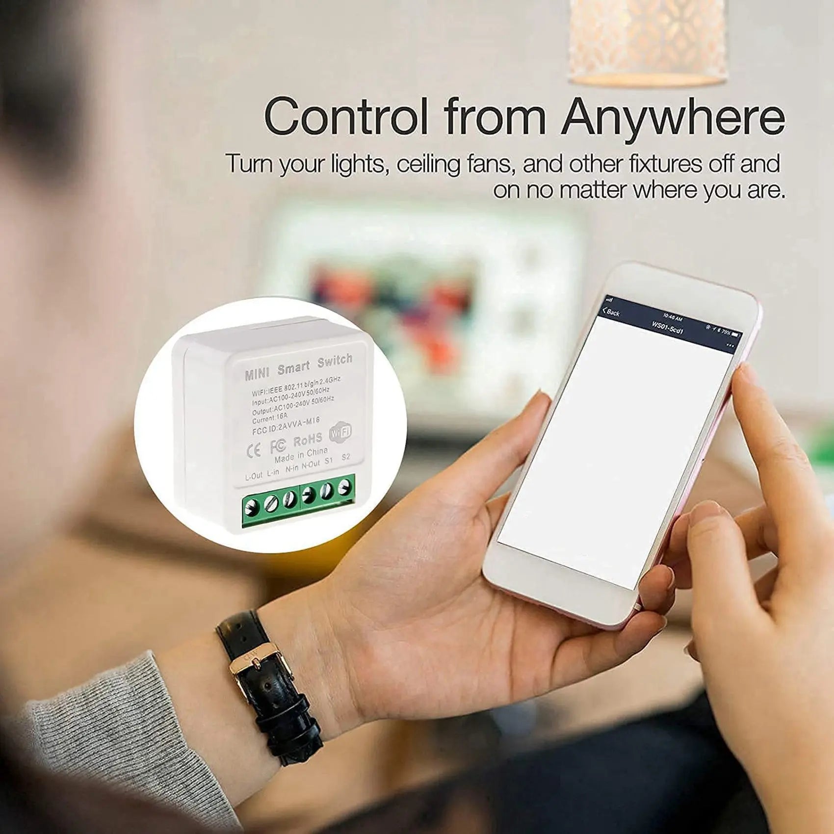 LIKE WISH 2X Mini Smart Wifi Relay Switch, DIY Timer Light Switch Module Smart Life/Tuya Application, Wireless Remote Control Oasis Select As Shown