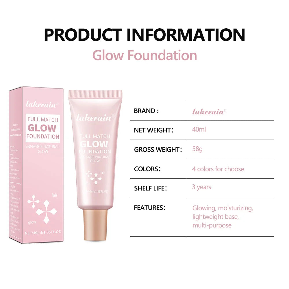 4colors Glow Foundation Liquid Natural Concealer For Long Duration Moisturizing Waterproof Contouring Highlights Makeup Products Oasis Select