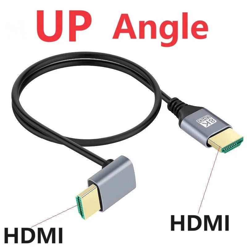0.5m 1m 8K HDMI 2.1V Male to Male Cable Cord Left Right UP Down Angle 8K HDMI cable for HD TV Laptop Projector PS4 PS5 Cable Oasis Select 8K HDMI UP 0.5m
