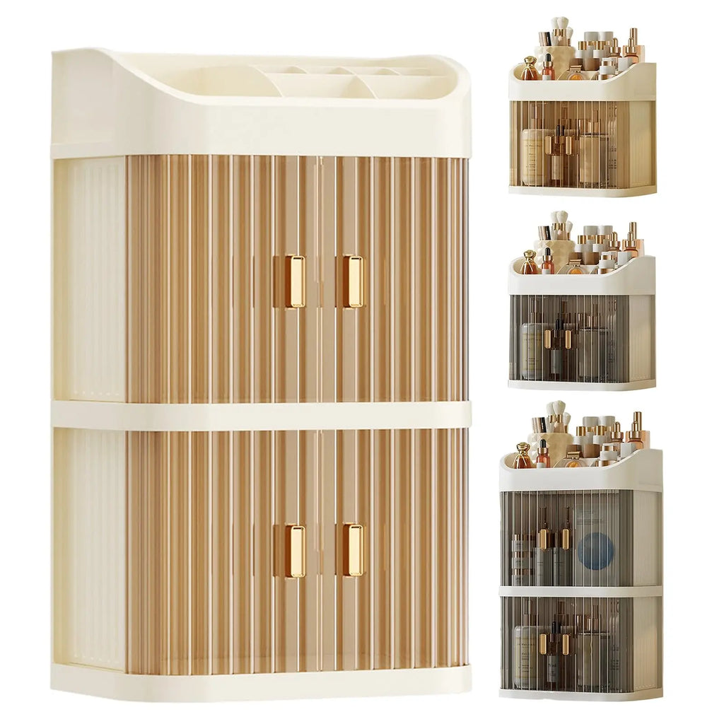 Desktop Makeup Organiser with Drawers Skincare Storage Box Face Mask & Lipstick Holder Plastic Storage Rack Oasis Select