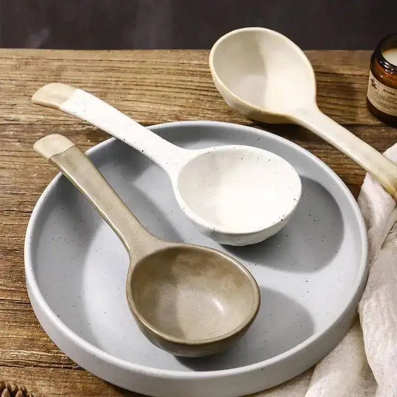 Rustic Ceramic Serving Spoon Long-handled Soup Spoon Large Spoon Ceramic Tableware Oasis Select