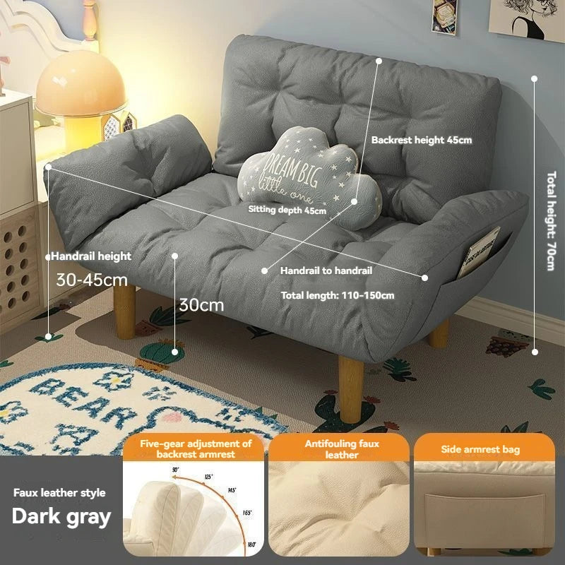 Lazy sofa, double rental room, bedroom, small-sized, internet famous, tatami, balcony, leisure, folding sofa bed, lounge chair Oasis Select grey