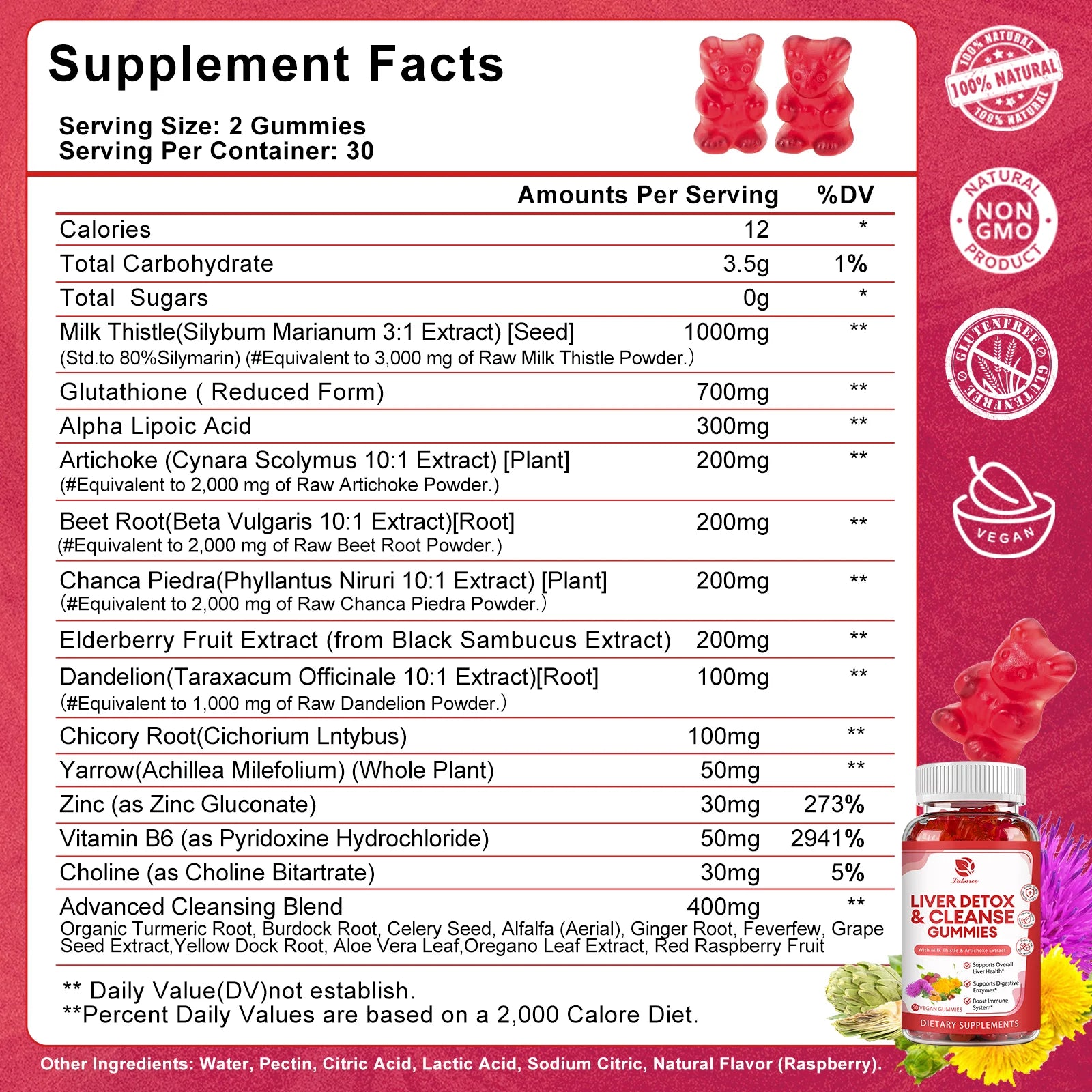 Lukaree Milk Thistle Extract Gummies for Liver Health Liver Cleansing Detox Antioxidant Whitening Immune Health Support Oasis Select