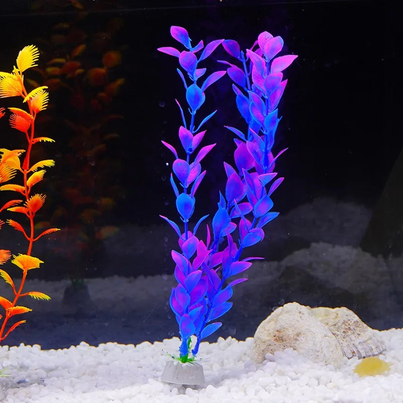 3 Pieces 25cm Artificial Plastic Green Grass Aquatic Plants for Fish Tank Aquarium Landscaping Decor Fake Waterweed Set Oasis Select