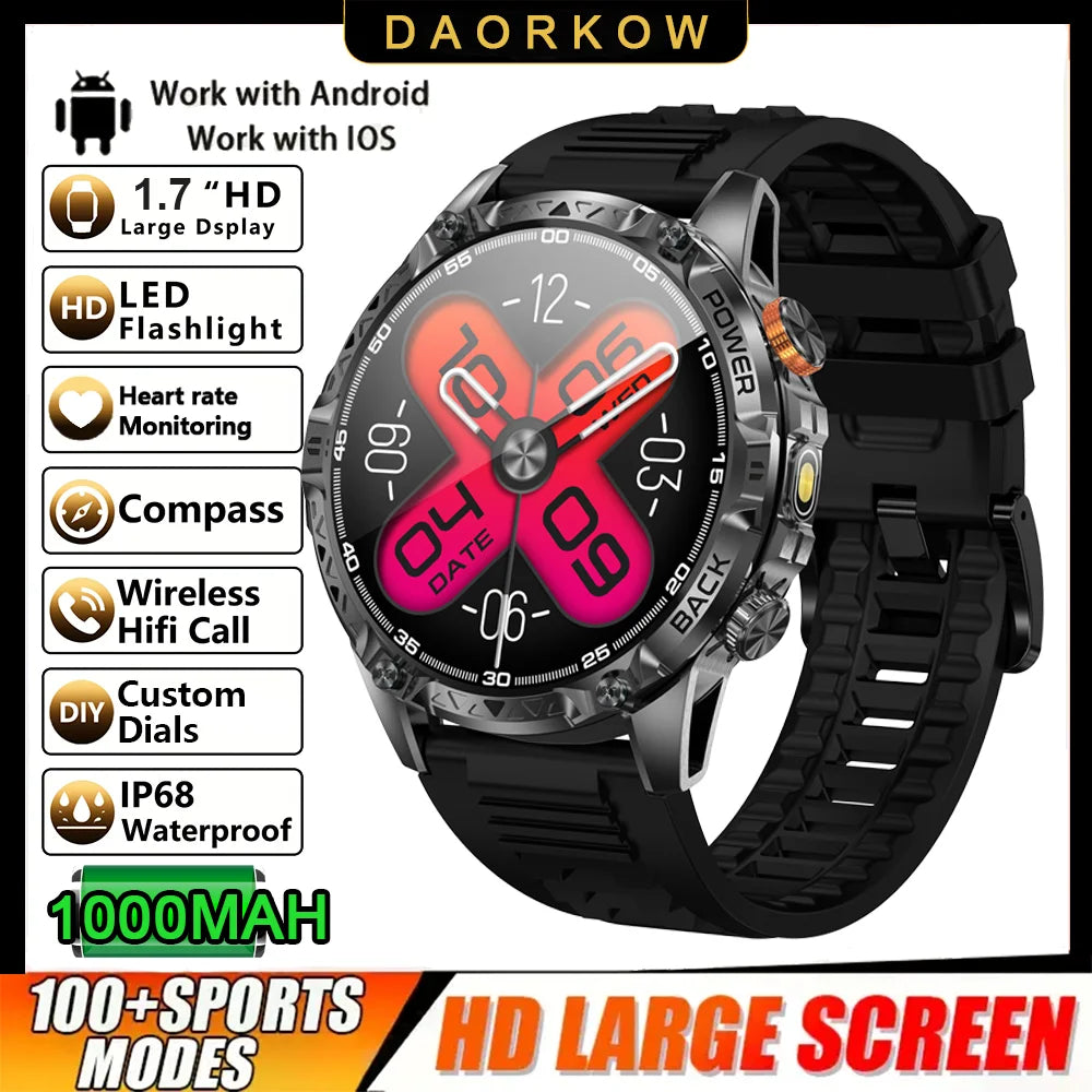 DAORKOW YK16 Smart Watch – 1000mAh, 100+ Sports & BT Calls