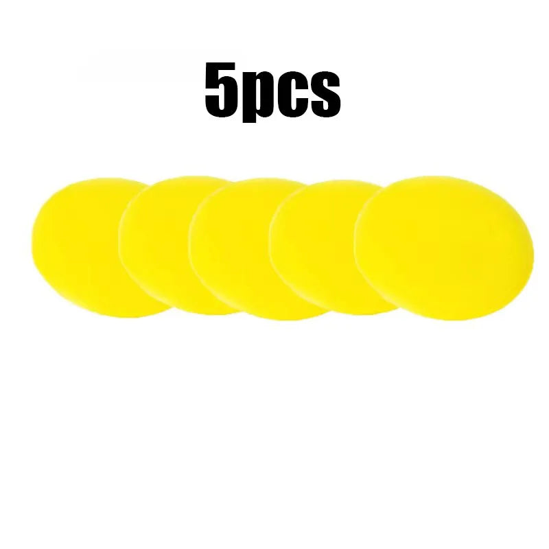 5/15pcs Car Detailing Sponge High Density Foam Applicator Pad Round Polishing Wiping Cleaning Tool For Auto Car Wash Supplies Oasis Select 5pcs Yellow