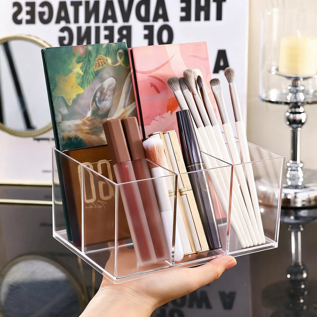 1pc Desktop Acrylic Transparent Makeup Brush Storage Box Organizer Portable Lipstick Makeup Brush Makeup Pen Holder Storage Box Oasis Select