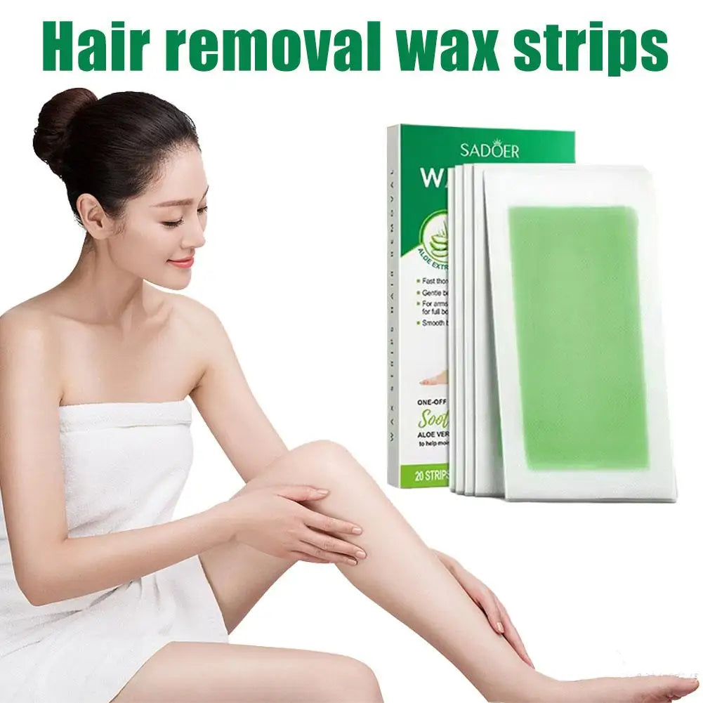20 Stick Professional Hair Removal Wax Strips For Summer Depilation Double Sided Cold Wax Paper For Leg Body Useful Oasis Select