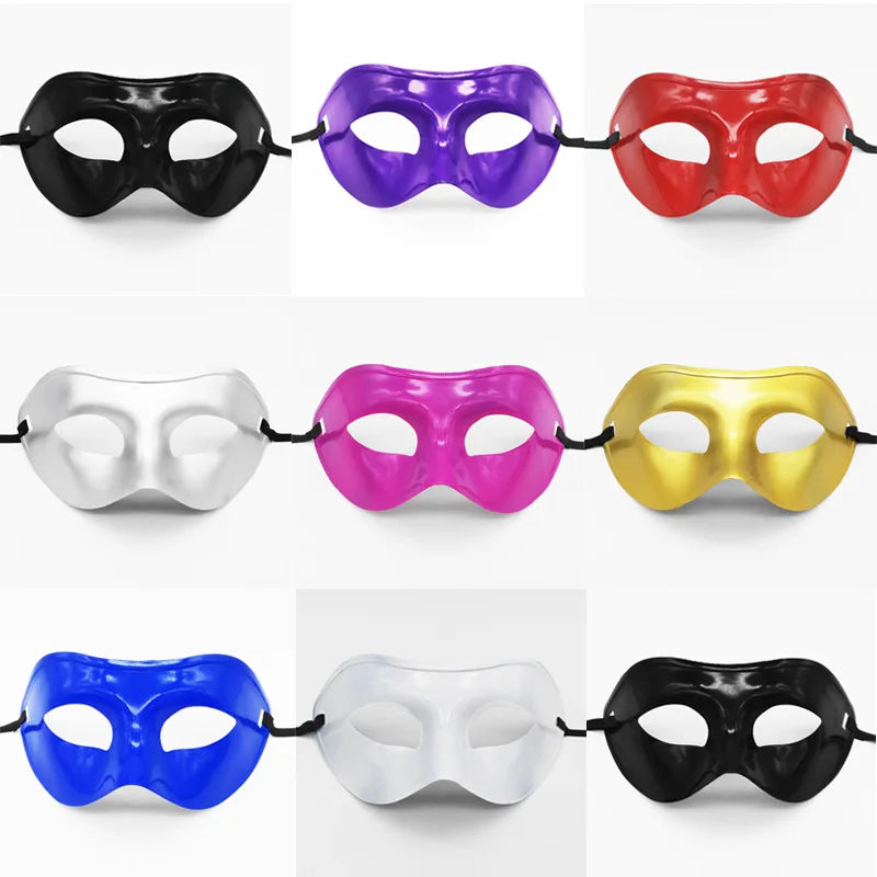 Men's Half Face Spray Painting Gentleman Jazz Performance Ball Plastic Flat Head Mask Halloween Party Prom Wedding Decoration Oasis Select