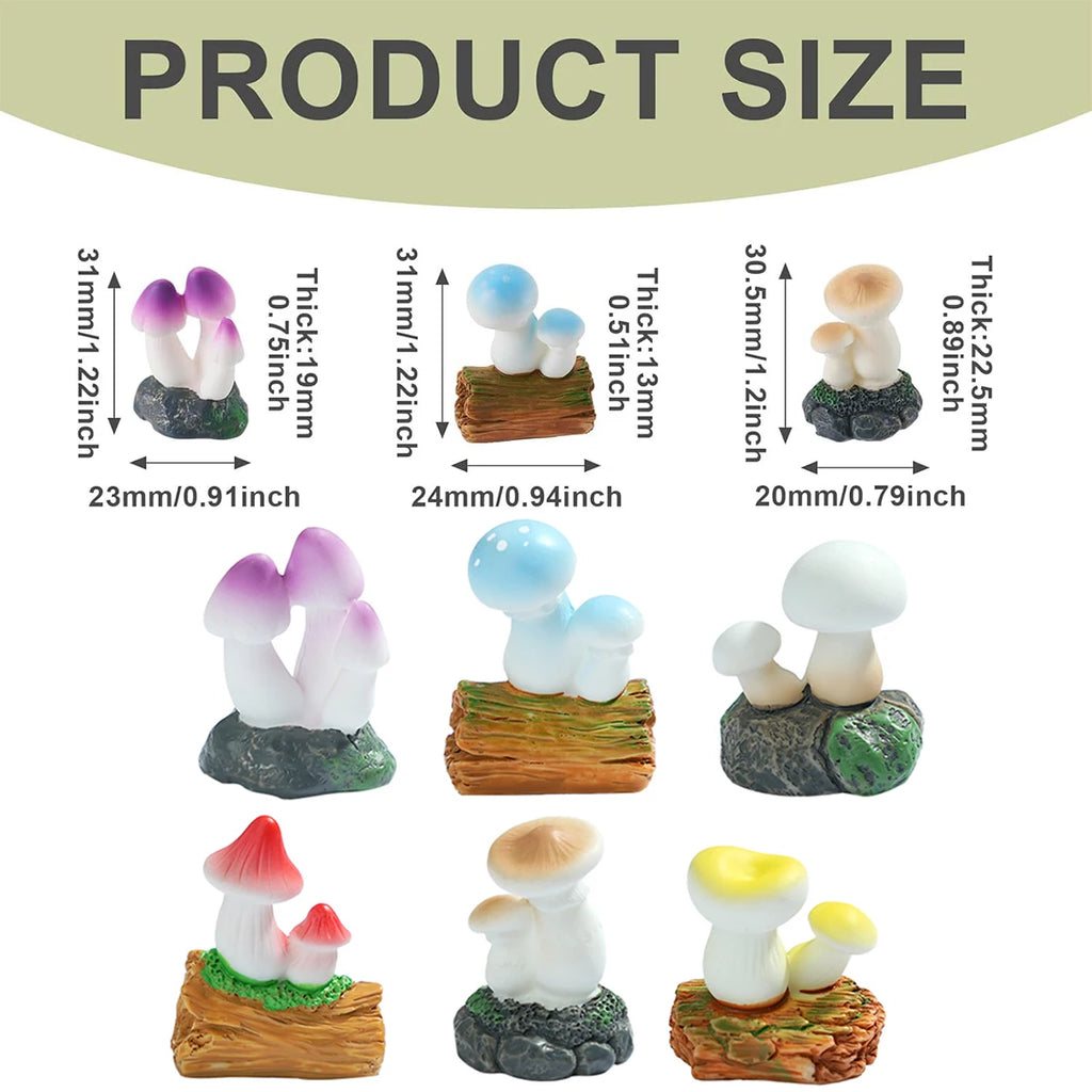 6/12PCS Mini Mushroom Figurines Resin Hand Painted Colorful Fairy Garden Terrarium Succulent DIY Micro Landscape Decor Gift Oasis Select