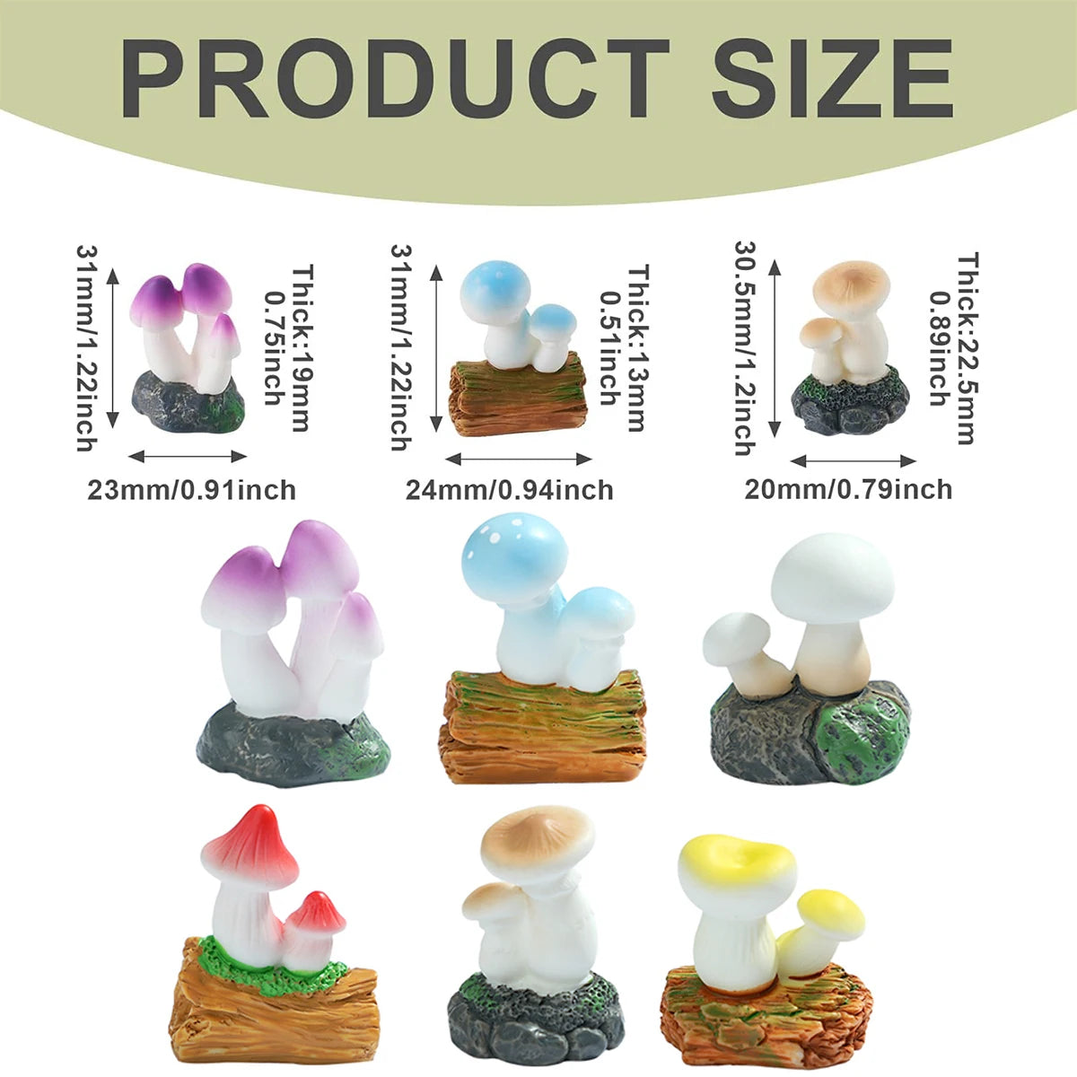 6/12PCS Mini Mushroom Figurines Resin Hand Painted Colorful Fairy Garden Terrarium Succulent DIY Micro Landscape Decor Gift Oasis Select