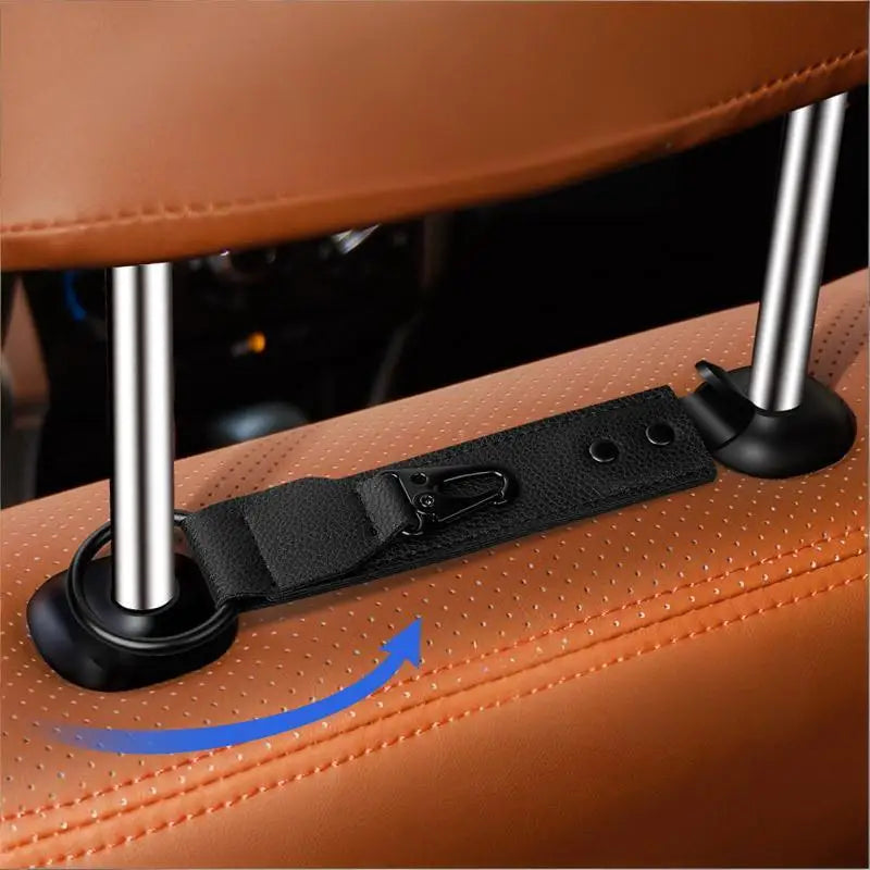 PU Leather Hooks For Car Storage Clips Front Seat Headrest Organizer Holder Auto Fastener Hangers Car Interior Accessories Oasis Select