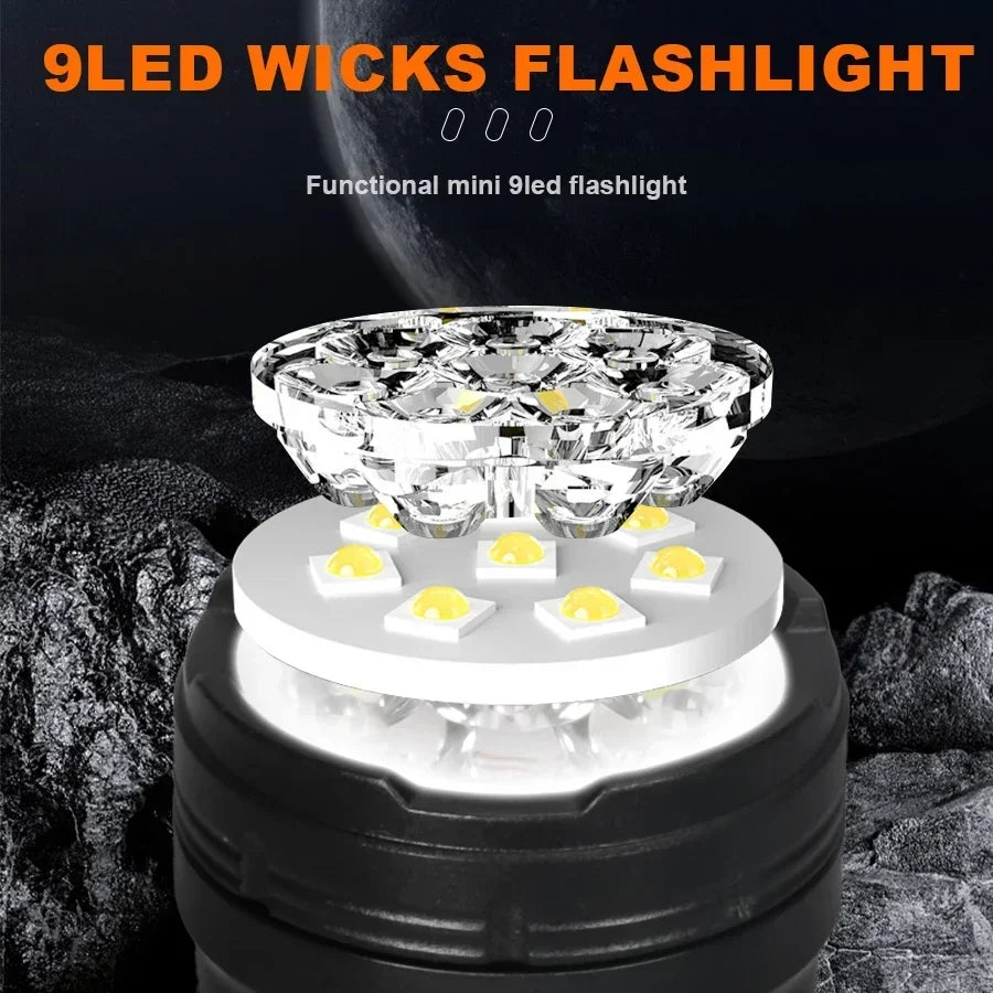 KDULIT 9-LED Mini Rechargeable Flashlight 1500LM Pocket Torch
