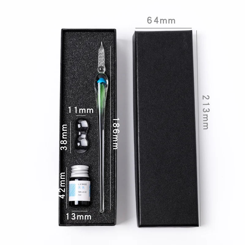 Jellyfish Dip Pen Three-Piece Glass Pen Set Sign Pen Crystal Student Glass Pen Stationery Gift Pen Oasis Select 2
