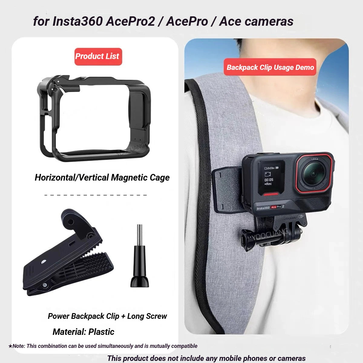 aMagisn Plastic Cage for Insta360 Ace Pro 2 / Ace Pro / Ace