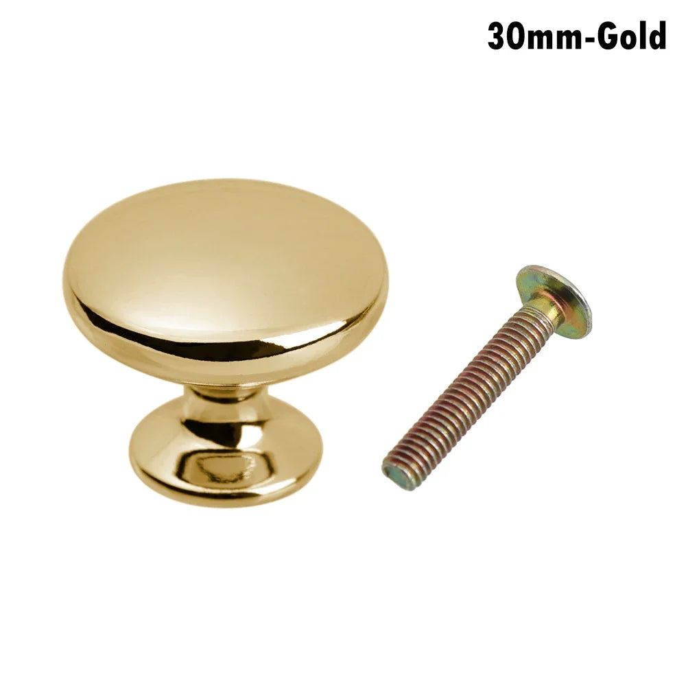 Round Alloy Cabinet Handles Knobs Kitchen Cupboard Door Wardrobe Pulls Drawer Furniture Hardware Fittings Oasis Select 1PC 30mm-Gold