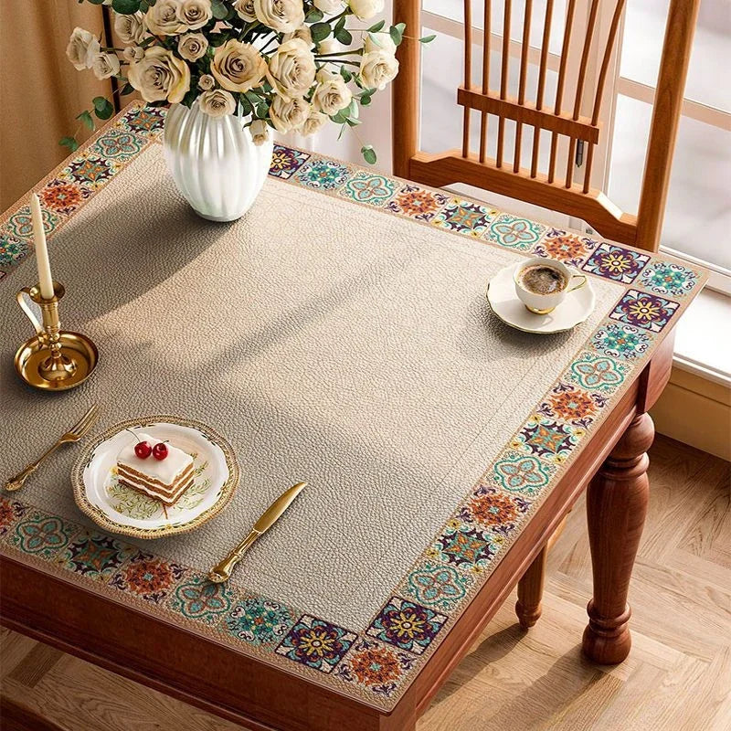 American Retro Tablecloth Waterproof Oil Resistant Scald Resistant and Washable Table Mat Premium Leather Coffee Table Cloth Oasis Select