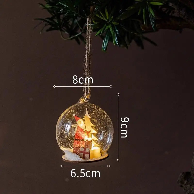 Luminous Lamp Hanging Decorations Christmas Ornaments Glass Lamp Balls Hanging Balls Santa Claus Reindeer Snowman Ornaments Oasis Select Santa Claus C