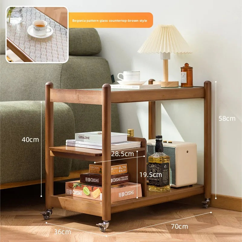 Sofa side few household mobile coffee table bedroom balcony mini table bedside shelf modern simple small apartment Oasis Select Brown Begonia