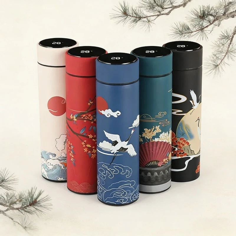1pcs Retro Ethnic Trend Insulated Water Bottle Double Wall Insulated Cup Men's and Women's Portable Leak Proof Drinking Utensil Oasis Select