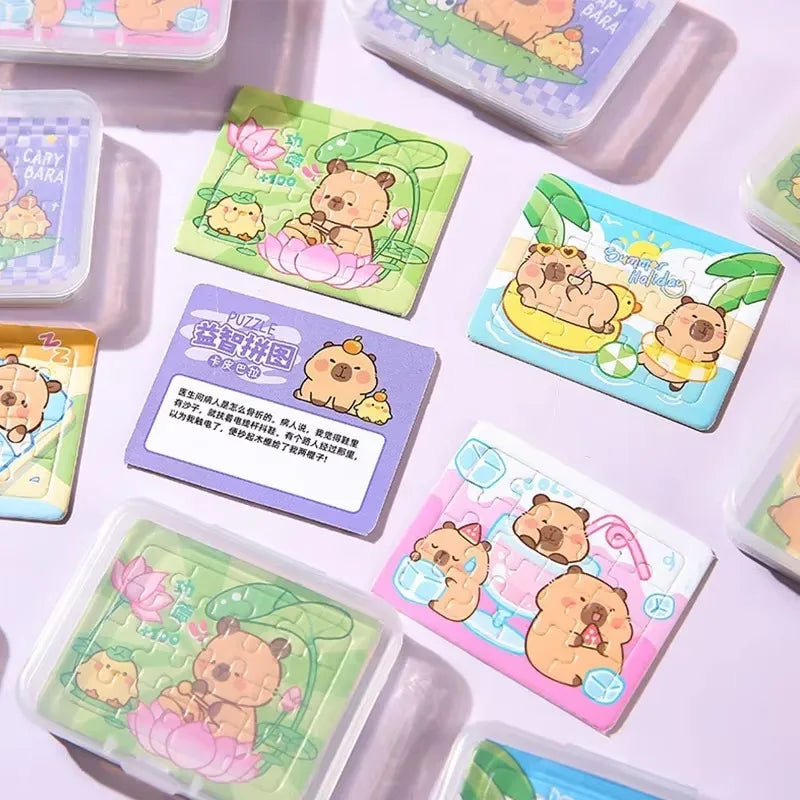 5-100PCS Cartoon Animal Capybara Paper Jigsaw Puzzles Educational Toy for Kids Birthday Party Favors School Prizes Oasis Select